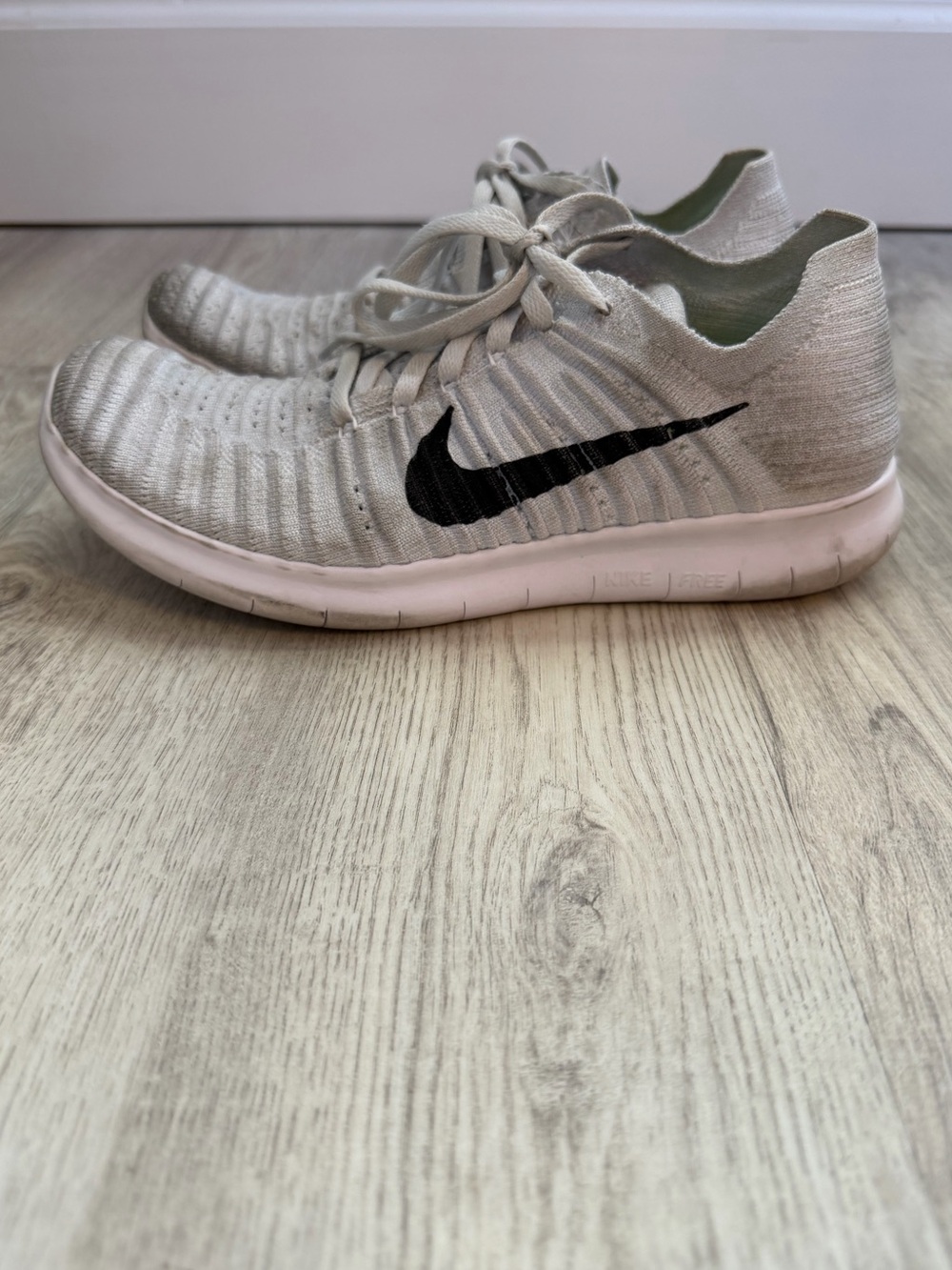 Nike - Flyknit Running Shoes - White / Light Grey-ish & Black - Women’s size 6.5